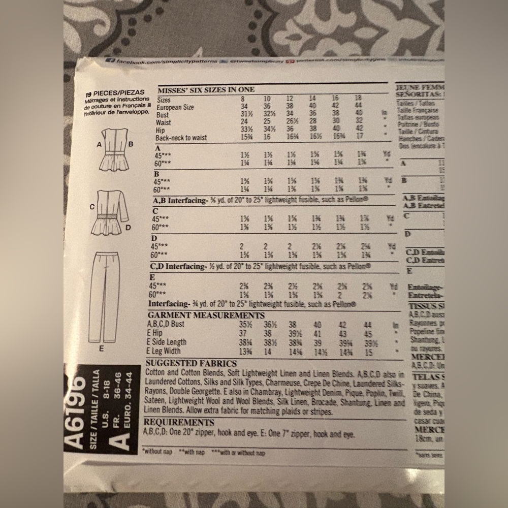 NWT Newlook 6196 Sewing Pattern - Picture 3 of 6